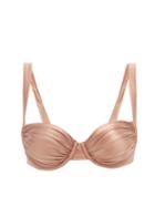 Matchesfashion.com Isa Boulder - Brie Ruched Underwired Bikini Top - Womens - Dark Pink