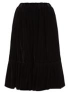 Matchesfashion.com Comme Des Garons Comme Des Garons - Gathered Hem Velvet Skirt - Womens - Black