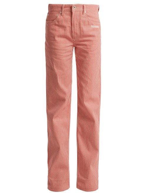 Matchesfashion.com Off-white - Striped High Rise Straight Leg Jeans - Womens - Red Stripe