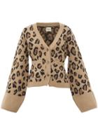 Matchesfashion.com Khaite - Scarlet Cheetah-jacquard Cashmere-blend Cardigan - Womens - Leopard