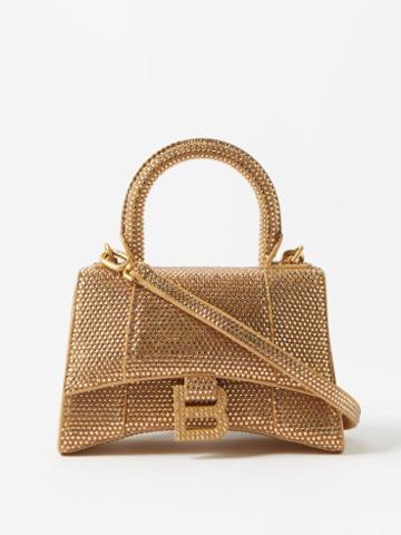 Balenciaga - Hourglass Xs Crystal-embellished Handbag - Womens - Gold