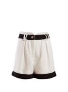 Matchesfashion.com Balmain - High Waisted Tweed Shorts - Womens - White Black