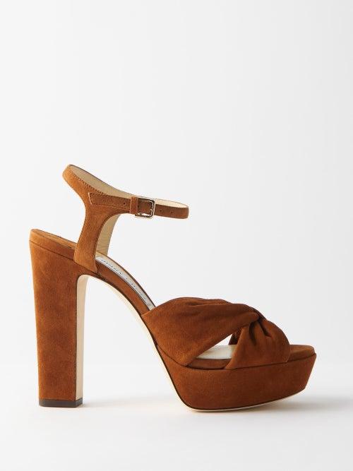 Jimmy Choo - Heloise 120 Suede Platform Sandals - Womens - Tan