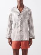 L.e.j - Le Cat Tied Silk Shirt - Mens - Brown Multi