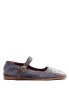 Alexachung Mary-jane Snakeskin-print Velvet Flats