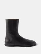 The Row - Canal Leather Ankle Boots - Womens - Black