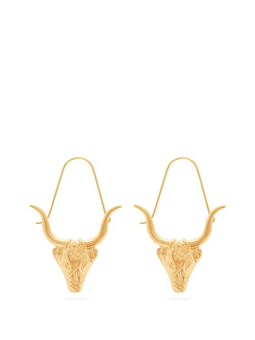 Matchesfashion.com Givenchy - Taurus Zodiac Hoop Earrings - Womens - Gold