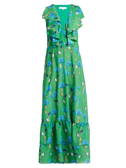 Matchesfashion.com Borgo De Nor - Carlotta Crepe Maxi Dress - Womens - Green Print