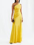 Alexander Mcqueen - One-shoulder Gathered Crepe Gown - Womens - Yellow