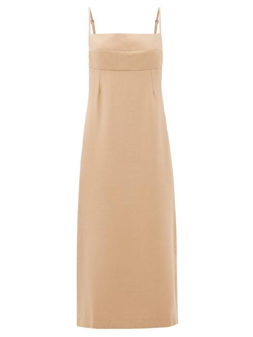 Matchesfashion.com Haight - Paula Side-slit Twill Dress - Womens - Beige
