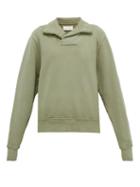Matchesfashion.com Les Tien - Yacht Open-collar Cotton-jersey Sweatshirt - Womens - Light Green
