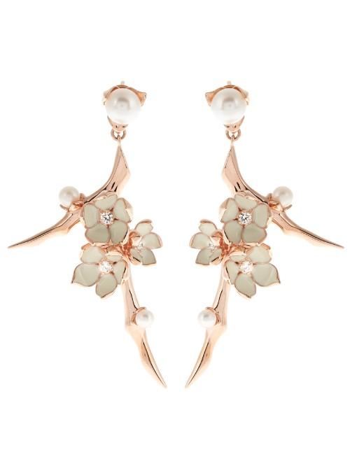Shaun Leane Diamond, Pearl, Enamel & Rose Gold-plated Earrings