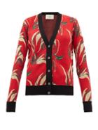 Matchesfashion.com La Doublej - Windy Flower Jacquard Wool Blend Cardigan - Womens - Red Multi