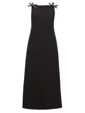 Matchesfashion.com William Vintage - Courrges Vinyl Bow Strap Twill Dress - Womens - Black