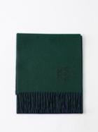 Loewe - Window Anagram-embroidered Wool-blend Scarf - Womens - Navy Green