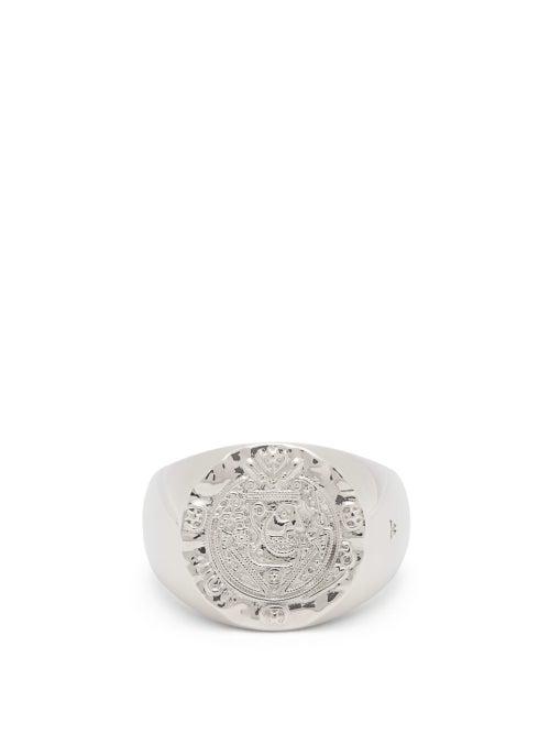 Matchesfashion.com Tom Wood - Crest Coin Embossed Sterling Silver Ring - Mens - Silver
