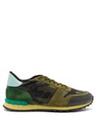 Matchesfashion.com Valentino - Rockrunner Camouflage Low Top Leather Trainers - Mens - Dark Green