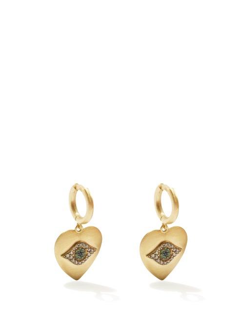 Ladies Fine Jewellery Ileana Makri - Eye Love Diamond, Sapphire & 18kt Gold Earrings - Womens - Gold Multi