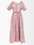 Hannah Artwear - Selene Paisley-print Silk-habotai Dress - Womens - Pink Print