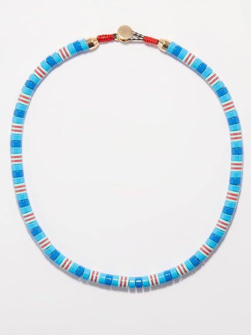 Roxanne Assoulin - Striped Candy Enamel Necklace - Womens - Blue