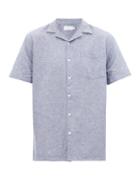Matchesfashion.com Onia - Vacation Cuban-collar Linen-blend Chambray Shirt - Mens - Blue