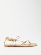 Gianvito Rossi - Sylvie Lace-up Leather Flat Sandals - Womens - Gold