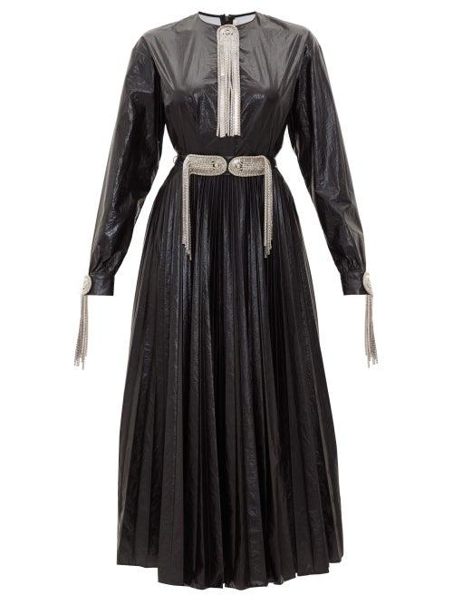 Matchesfashion.com Christopher Kane - Chain-plaque & Tassel Technical Shell Midi Dress - Womens - Black