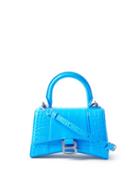 Balenciaga - Hourglass Xs Crocodile-effect Leather Bag - Womens - Blue