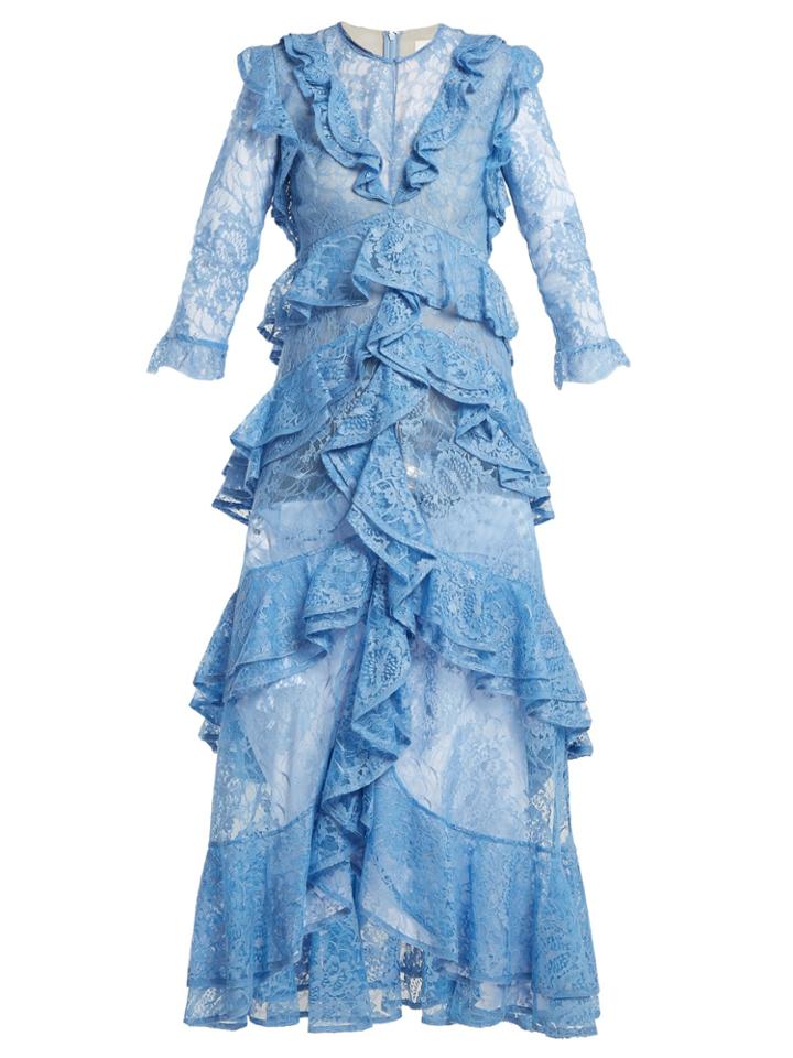 Erdem Koral Ruffle-trimmed Lace Dress