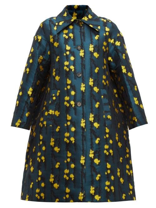 Matchesfashion.com La Doublej - Single Breasted Splatter Jacquard Coat - Womens - Green Print