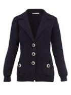 Matchesfashion.com Alessandra Rich - Crystal Button Wool Cardigan - Womens - Navy