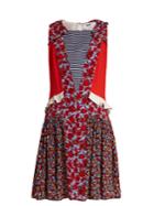 Msgm Contrast-print Ruffle-trimmed Silk Dress