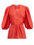 Matchesfashion.com M.i.h Jeans - Ava Tulip Print Silk Blouse - Womens - Red