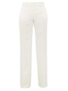 Matchesfashion.com Bella Freud - David Wool Twill Wide Leg Trousers - Womens - White