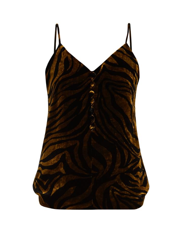 Hillier Bartley Zebra-print Velvet Cami Top