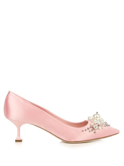 Miu Miu Embellished Satin Pumps