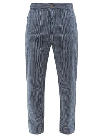 P. Le Moult - Striped Cotton Pyjama Trousers - Mens - Navy