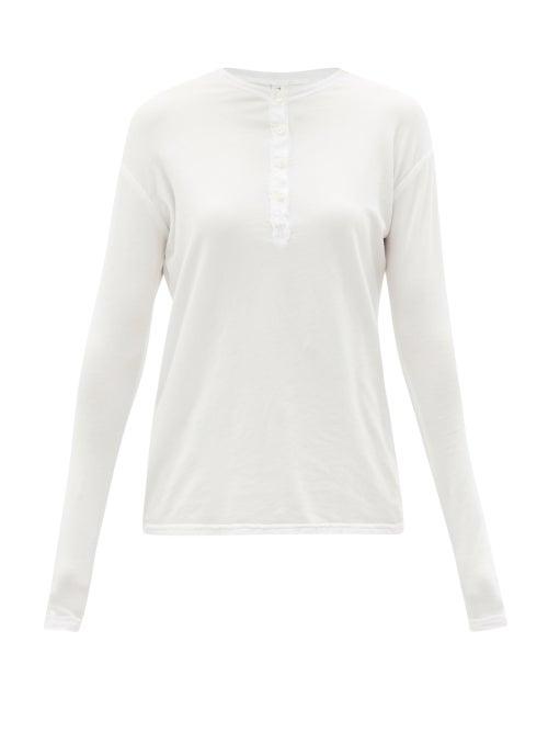 Matchesfashion.com Domi - Organic-cotton Blend Jersey Henley T-shirt - Womens - White