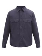 Ermenegildo Zegna - Flap-pocket Cotton-blend Poplin Shirt - Mens - Navy