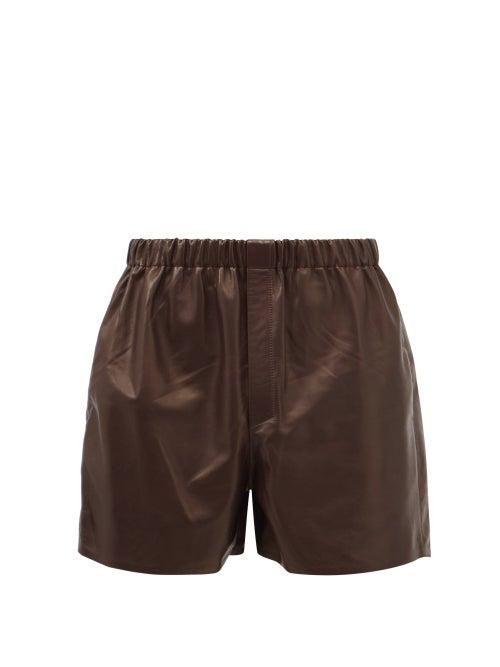 Ludovic De Saint Sernin - Elasticated-waist Leather Shorts - Mens - Brown