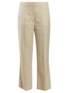 Matchesfashion.com Stella Mccartney - High Rise Slubbed Crepe Trousers - Womens - Beige