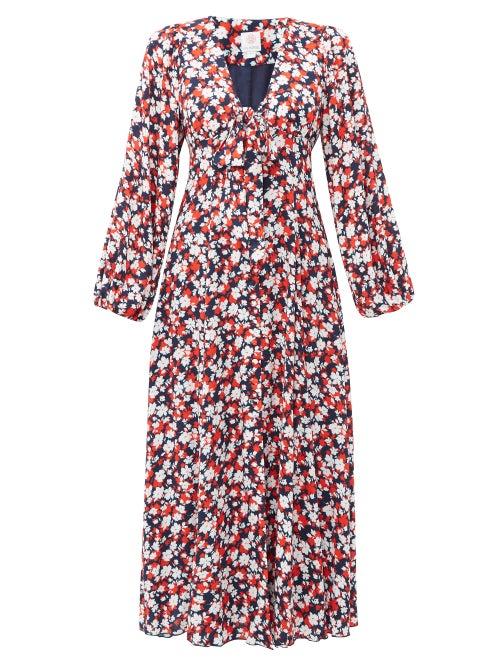 Matchesfashion.com Gl Hrgel - Floral Print Crepe Maxi Dress - Womens - Red White