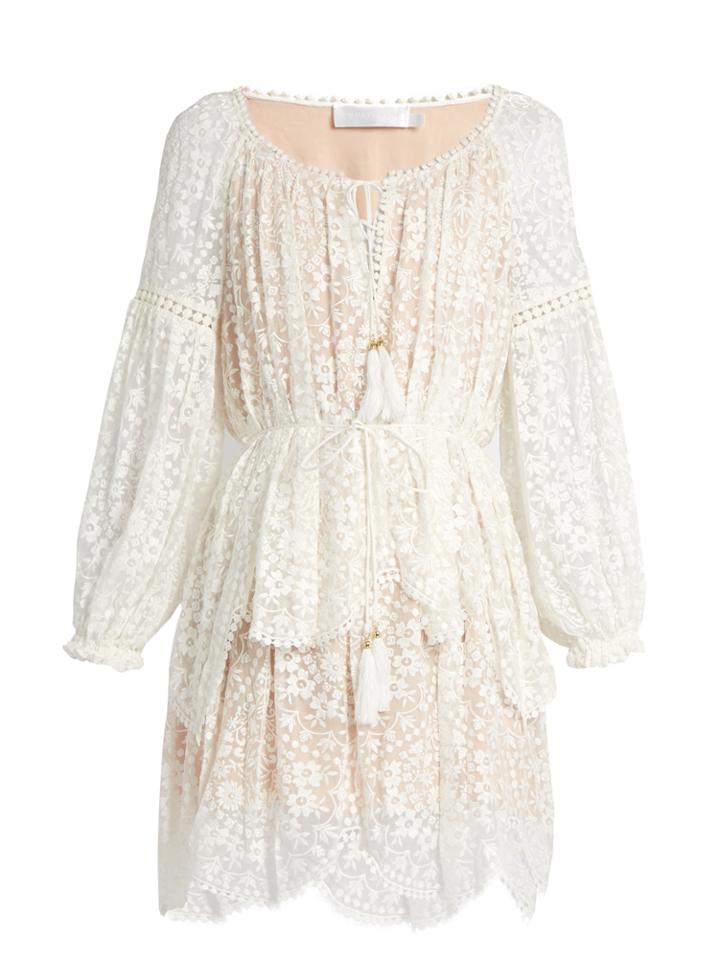 Zimmermann Gossamer Floral-embroidered Silk Dress