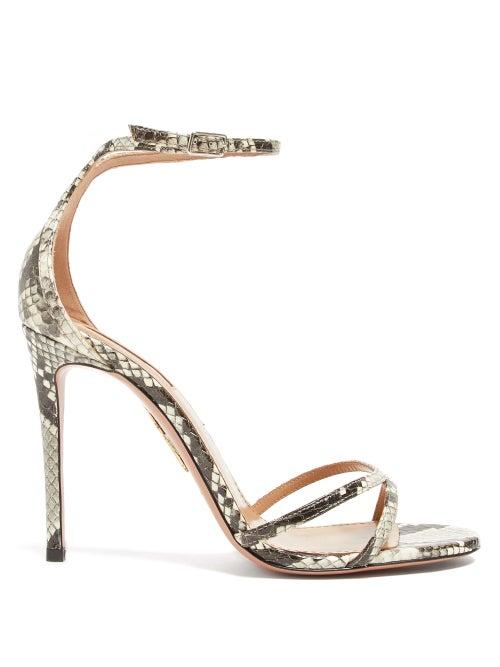 Matchesfashion.com Aquazzura - Purist 105 Python-effect Leather Sandals - Womens - Python