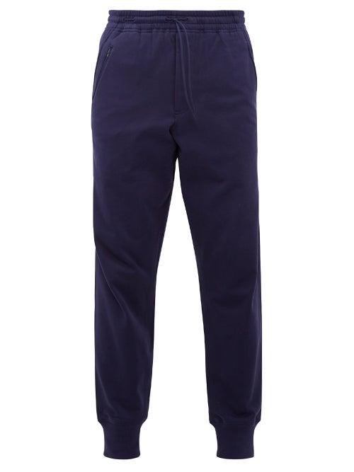Matchesfashion.com Y-3 - Logo Print Cotton Jersey Track Pants - Mens - Navy
