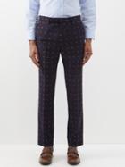 Gucci - Logo-embroidered Cotton-twill Trousers - Mens - Blue Beige
