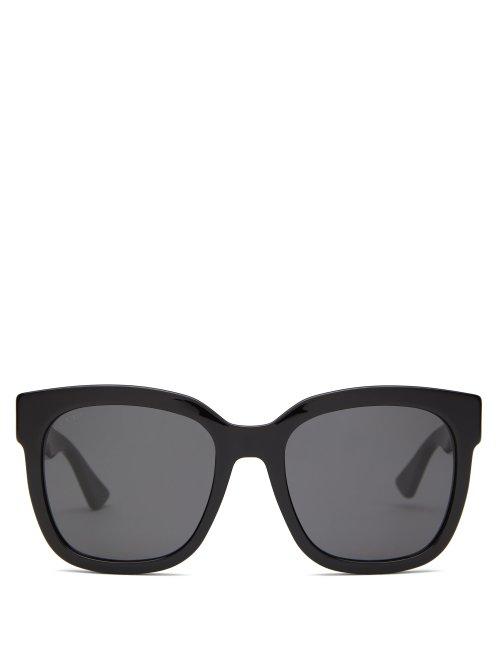 Matchesfashion.com Gucci - Gg Square Frame Acetate Sunglasses - Womens - Black