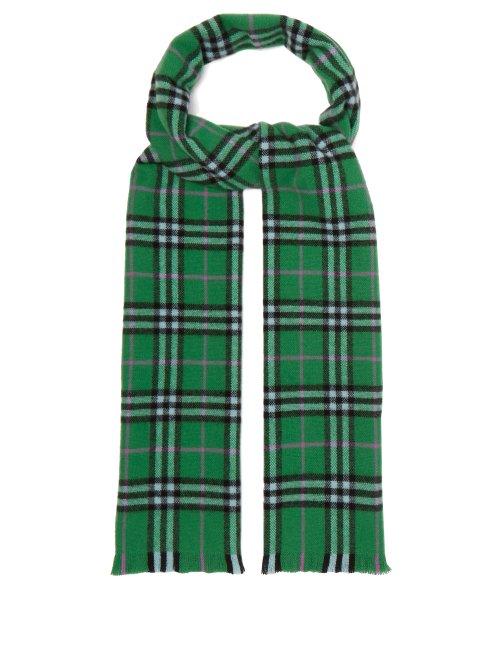 Matchesfashion.com Burberry - Vintage Check Cashmere Scarf - Womens - Green