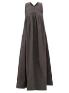 Toogood - The Weaver Gathered Cotton-poplin Midi Dress - Womens - Black Grey