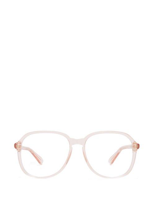 Matchesfashion.com Gucci - Square Frame Acetate Glasses - Womens - Light Pink